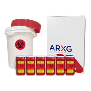 5 Gallon Medical Waste Mail-In Take Back Container with 1.4 Qt Mail-In Take Back Sharps Container (6pk)